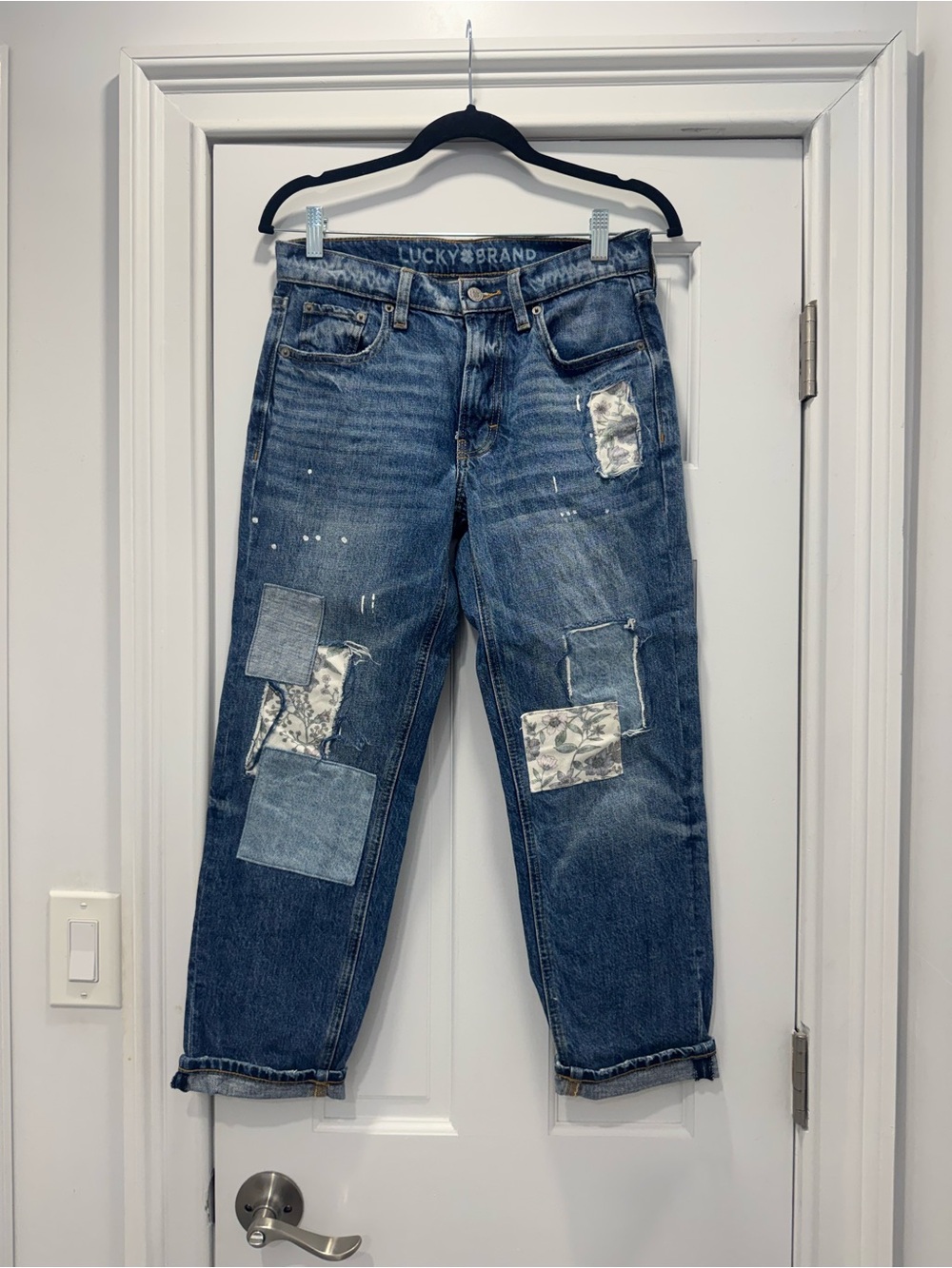 Lucky Brand Ladies Blue Patchwork Relaxed Jeans